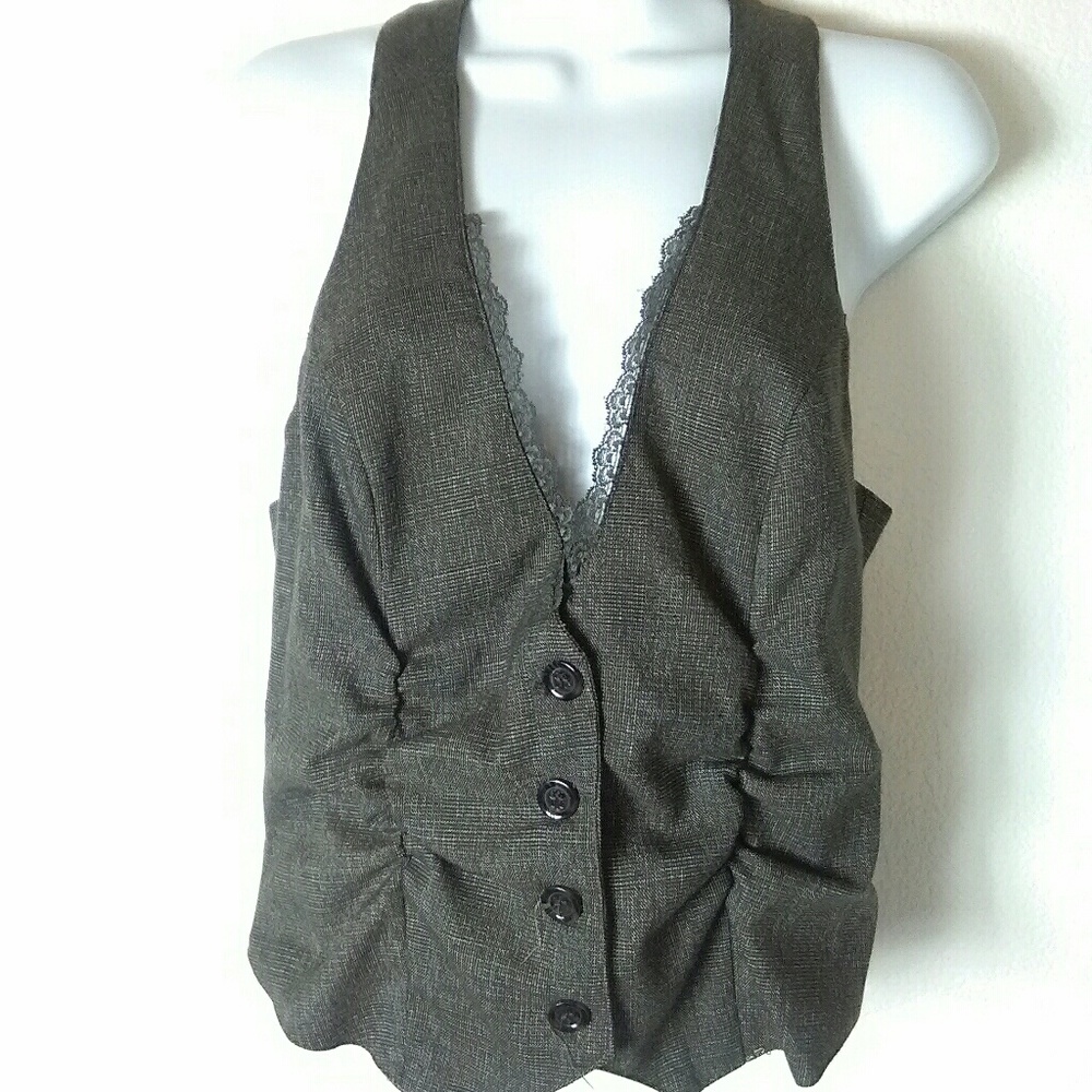 Three heart brown tweed like vest.Size M